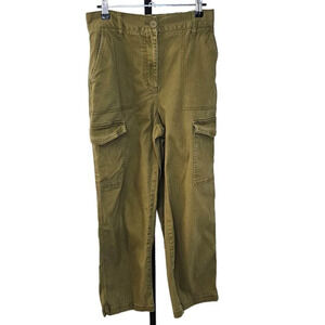 Oak + Fort Womens High Rise Cargo Utility Straight Leg Pants  Size Medium Green